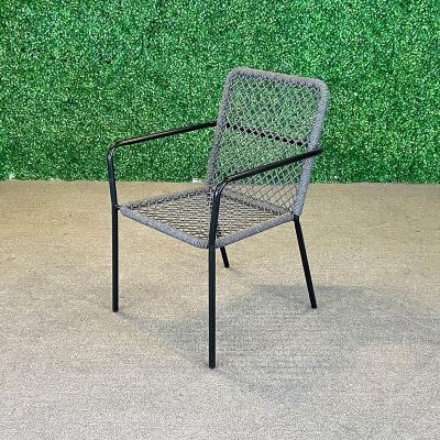 China Leisure Modern Armchair Aluminum Patio Frame And Rope Garden Chair Metal Rattan Outdoor Dining Chairs for sale