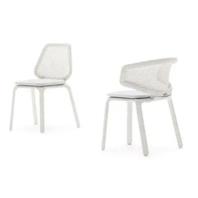 China Wholesale Modern Metal Aluminum Outdoor White Rattan Patio Armchair Beach Furniture Hotel Factory Factory Outdoor Dining Chairs for sale