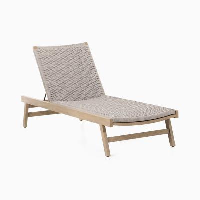 China Hotel Pool Side Sun Sofa Teak Lounger Villa Patio Modern Outdoor Wooden Rope Woven Convertible Outdoor Lounge for sale