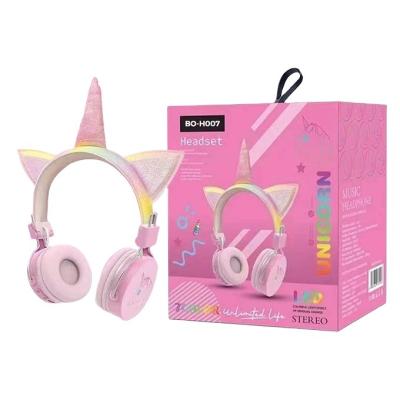 China Perfect Noise Cute Unicorn Headphone Factory Direct Supply OEM&ODM Wireless Earphone with TF Card for Baby and Girl Gifts for sale