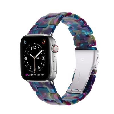 China Plastic Resin Watchband For Apple Watch 44mm 40mm iWatch Series 6 Se 5 4 3 2 1 Band 42mm 38mm Buckle Metal Wrist Strap Accessories for sale