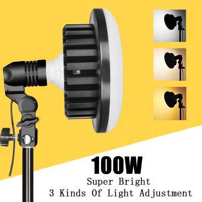 China Photo Light Stand 3000k-5500K 220V 100W LED CRI90 Photographic Sufficiency Live Light Tripod Arm Continuous Lighting Kits DZ-01 for sale