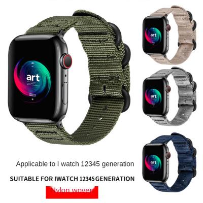 China Comfortable applicable iWatch6 to AppleWatch strap with 5/4/3/2/1 Generation male nylon woven buckle and Apple watch female webbing for sale