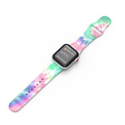 China New Color Pattern Rubber Watch Band For Apple Watch 38mm 42mm 44mm 40mm Silicone Rainbow Strap For Apple Watch Series 6 5 4 3 2 1 Se for sale