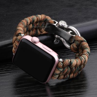 China Fabric Sports Watchband For Apple Watch 44mm 42mm 38mm 40mm Outdoor Survival Strap For Apple Watch Series 6 Se 5 4 3 Nylon Rope for sale