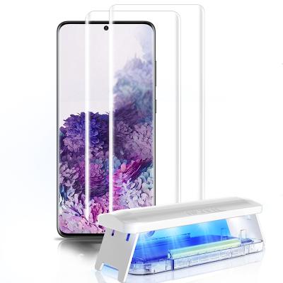 China UV Cell Phone Glue Screen Protector For Samsung S20 S20plus Cell Phone Curved Screen Tempered Glass Glue Exclusive Full Install Tools for sale