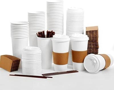 China Minimalist 20 oz Disposable Paper Coffee Cups Paper Coffee Cup With Lids Hot/Cold Beverage Drinks Cup For Water for sale