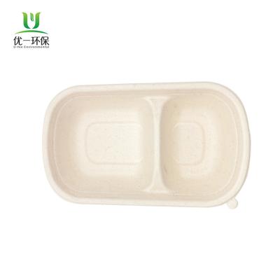 China Wholesale Disposable Small Natural White Pulp 750ml 2 - com Rectangular Container for sale