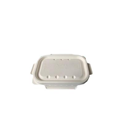 China Disposable Eco-friendly Bagasse Pulp Food Box With Deep Lid Compartment Lid For 550/650ml Food Box for sale