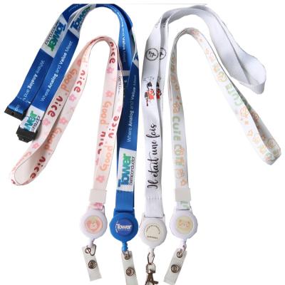 China Hot-selling Retractable Polyester Metal Lobster Clasp Badge Lanyard with Swivel and ID Badge Lanyard for sale