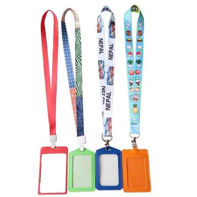 China Promotional Neck Lanyard Id Card Holder Id Card Holder Office Color Leather Polyester Lanyard for sale