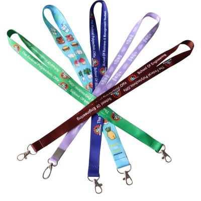 China Custom Logo Printed Sublimation Strap Neck Long Polyester Lanyard Key Chain Lanyard for sale