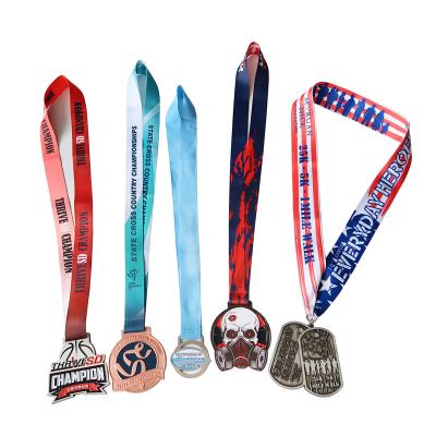 China Logo Handmade Cheap Price Eco-friendly High Quality Custom Metal Sports Medals Sports Ribbon for sale