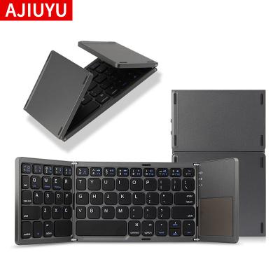 China Portable Foldable Mini BT Wireless Keyboard Triple Slim Touchpad Rechargable Keyboard for sale