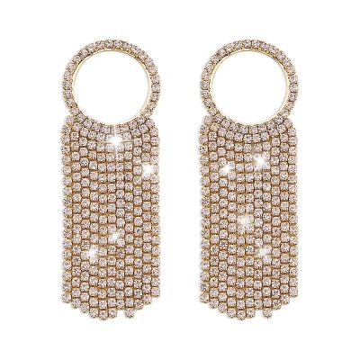 China 2021 Vintage fashion jewelry exquisite circle earrings decoration rhinestone gold and silver earrings for sale