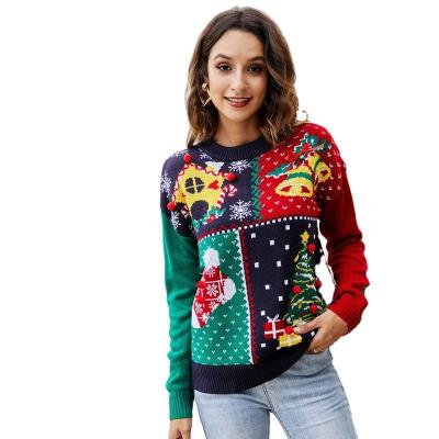 China Wholesale Anti-Static Christmas Ladies Knitted Pullover Winter Fashion Print Pullover Women's Sweater for sale