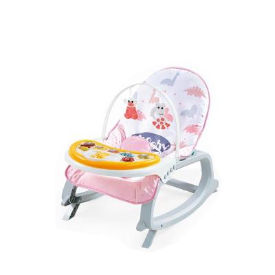 China Plastic 3 in 1 Infant Dining Table Musical Mobile Toys Baby Bouncer Vibration Swing Electric Infant Rocking Chair for sale