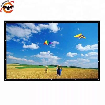 China Wall Mounted Round Racing 60 72 84 100 120 Wall Mounted 150 Inch 16:9 4:3 Portable Folded Projector Screen for sale