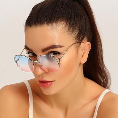 China 36009 Metal Frame Environmental Friendly Colored Female Glasses Fashion Sunglasses for sale