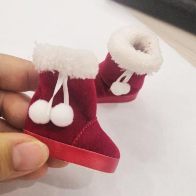 China Christmas red material BJD Blythe Plush Doll Shoes Mini Toy Custom Size Winter Velvet boot for sale