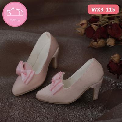 China Mini Toy Shoes For Bjd Doll High Heels High Heels SD Size Women Quality Pink Doll Shoes Silk Material for sale