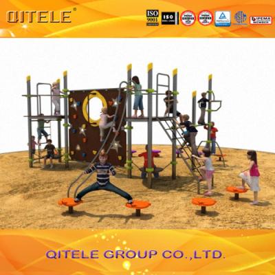 China QITELE Climbing Wall Kids Outdoor Gym Equipment With Aluminum / Galvanized Post Material Parts for sale