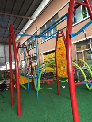 China Durable Kids Outdoor Gym Equipment Aluminium Alloy Post With Arch PE Plastic Climber for sale