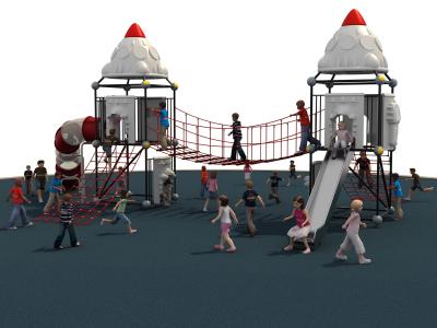 China Colorful Kids Climbing Net With Stainless Steel Tunnel Slide And LLDPE Roof for sale