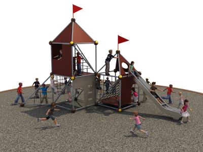 China PE Board Kids Climbing Net With Stainless Steel Tunnel Slide And HDPE Panels for sale