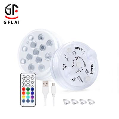 China GFLAI Swimming Pool Sales Suction Cup Remote Control USB Hot Magnet Powered Underwater Pool LED Submersible Light For Swimming Pool for sale