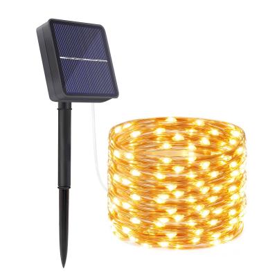 China Garden Hot Selling 8 Modes 33ft Waterproof Copper Wire 100LEDs Solar Powered String Lights For Outdoor Decoration for sale