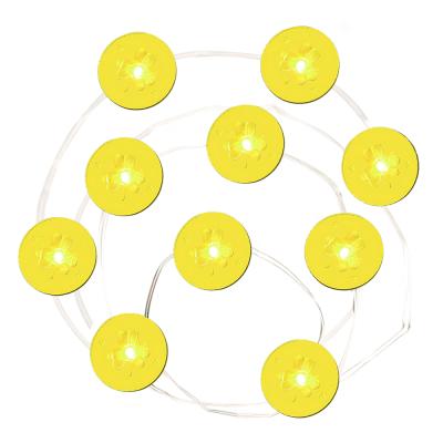 China Festival Decoration 8 Modes LED Flashing Battery Operated Remote Control Golden Coins Shaped St Patrick's Day String Lights for sale