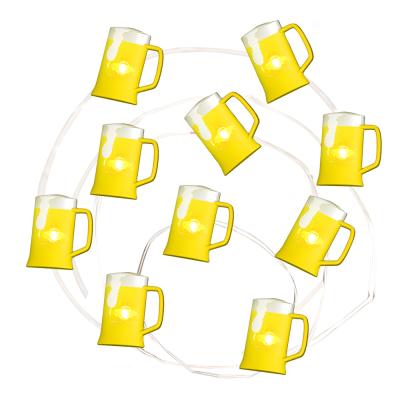 China Festival Decoration 8 Modes LED Flashing Battery Operated Remote Control Beer Mug Shaped St Patrick's Day String Lights for sale