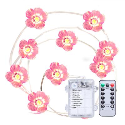 China Cherry Blossom Fairy Pink Cherry Blossom Lights 10ft 30 LED Flower Battery Operated String Lights for Home Decor for sale