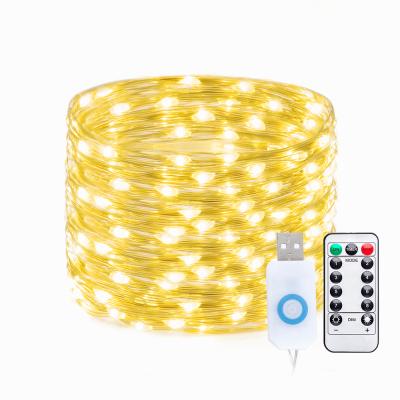 China Waterproof USB Fairy Lights Wedding Decor 8 Modes Copper Wire Fairy Lights 10m 100LEDs USB Powered String Lights With Outdoor for sale