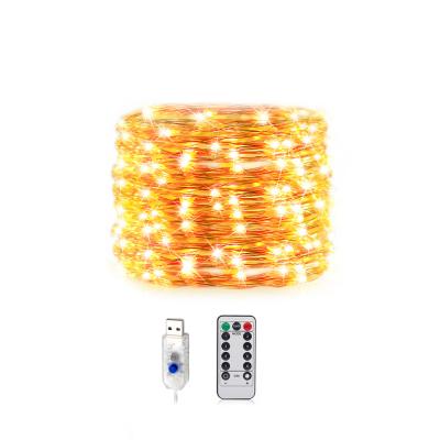 China Christmas Decoration 10m 100LEDs 8 Modes Waterproof Copper Wire USB String Lights With Remote for sale