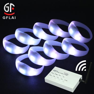 China Custom Made ABS Shell+Flexible Silicon Band GFLAI Background Flash Light Bracelet For Night Events for sale