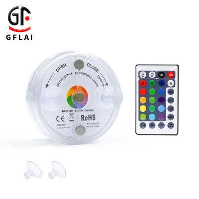 China 16 Colors GFLAI 8.5cm Suction Cup Magnet IR 28 Keys LED Remote Control Submersible Light With Custom Logo for sale