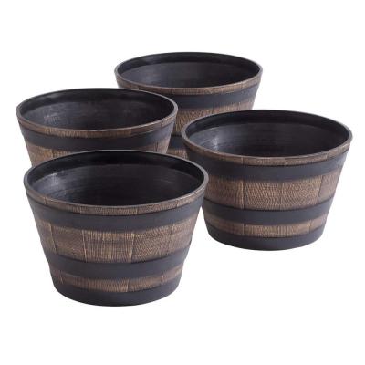 China Imitation Wood Plant Imitation Wood Plastic Planter Large Green Barrel Flower Pot King Size Garden Balcony Imitation-Wood Design Bonsai for sale