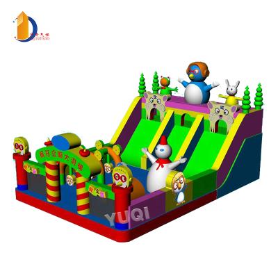 China YUQI Big Bouncy Castle Playground Waterproof And Fireproof Penguin Bouncy Castle For Outdoor Amusement Park for sale