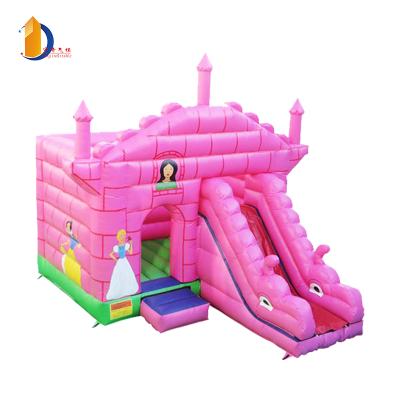 China Pink waterproof and flame retardant cheap bouncy bouncy castle inflatable jumping castle with slides for kids for sale