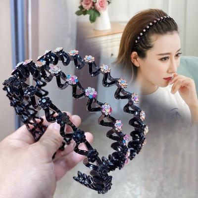 China Hot Sale 2022 Street Style Girls Fashion Pearl Rhinestone Headbands Elastic Flower Women Hair Circle Bands Headband Framing Girls Hair for sale