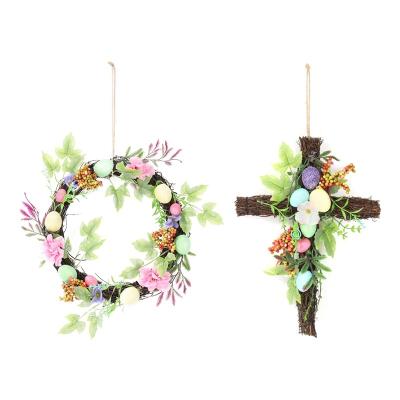 China Wholesale Artificial Cross Garland Halloween Thanksgiving Autumn Holiday Garland Rattan Frame With New Year Garland Easter for sale