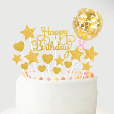 China Customized Star Topper Birthday Party Decoration Cake Set Wholesale Small Little Silver Rosegold Cake Topper Small Heart Cuty Toppers for sale