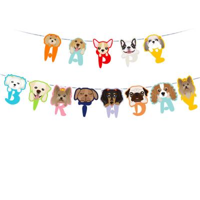 China New Design Party Wholesale Cartoon Cute Animal Banner Bunting Cute Dog Cat Kitten Children Birthday Party Decoration for sale