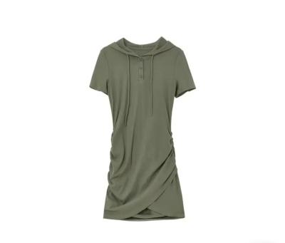 China Sustainable Custom Cross Hooded Knit Short-Sleeved Dress for sale