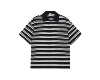 China Other Custom Logo Embroidered Striped Knit Short-Sleeved Polo Shirt for sale