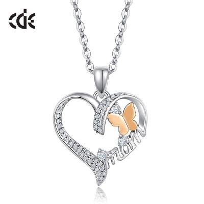 China TRENDY Mothers Day Gift Heart Necklace For Mom Love Heart Zirconia Pendant Jewelry For Women for sale