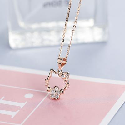 China Fashion/Elegant Jewelry/Trendy Girl's Cute 925 Silver Cat Necklace Pendant for sale