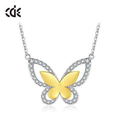 China Cute High Quality Popular Gold Plated Friend Butterfly Design Chain CZ Necklace for sale